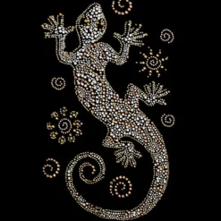 Bügelstrass-Design, DIN A4, mehrfarbig, Gecko 6, klar/braun