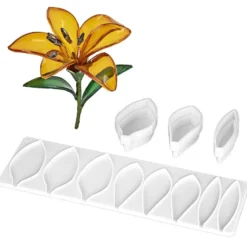 Biege- & Gießformen für Lilienblüten, für 3 verschiedene Blütenblätter, 4-teilig