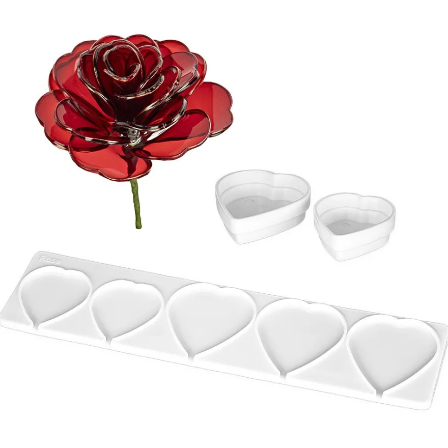 Biege- & Gießformen für Rosenblüten, für Blütenblätter in 2 Größen, 3-teilig