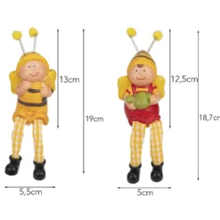 Bienen mit Schlenkerbeinen, 19cm/18,7cm hoch, Kantenhocker, 2 Stück