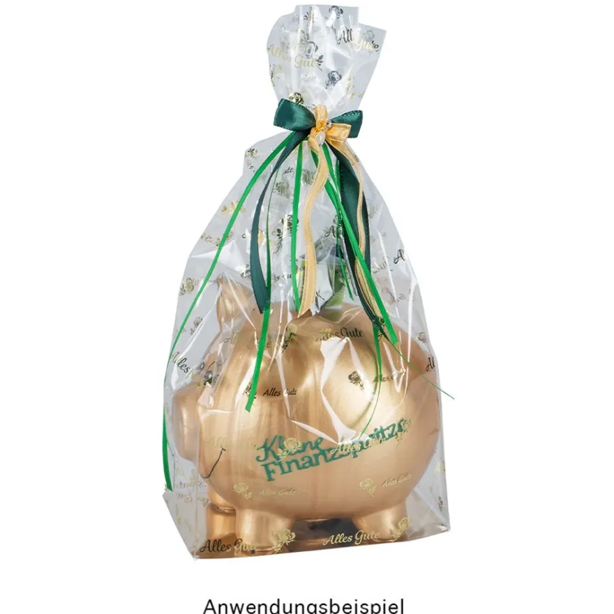 Blockbodenbeutel, Alles Gute, 12cm x 8cm, 25cm hoch, goldener Foliendruck & Einlegeboden, 30 Stück