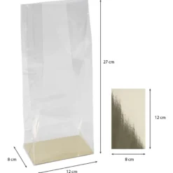 Blockbodenbeutel, 12cm x 8cm, 27cm hoch, mit Einlegeboden, 30 Stück