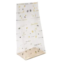 Blockbodenbeutel, Frohe Ostern, 12cm x 8cm, 25cm hoch, mit Goldfoliendruck, 30 Stück