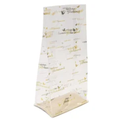 Blockbodenbeutel, Gratulation, 14cm x 9cm, 30cm hoch, mit Goldfoliendruck, 30 Stück