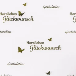 Blockbodenbeutel, Gratulation, 12cm x 8cm, 25cm hoch, mit Goldfoliendruck, 30 Stück