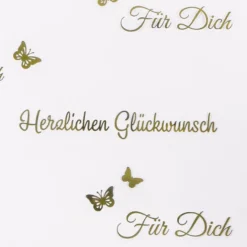 Blockbodenbeutel, Herzlichen Glückwunsch, 14cm x 9cm, 30cm hoch, mit Goldfoliendruck, 30 Stück