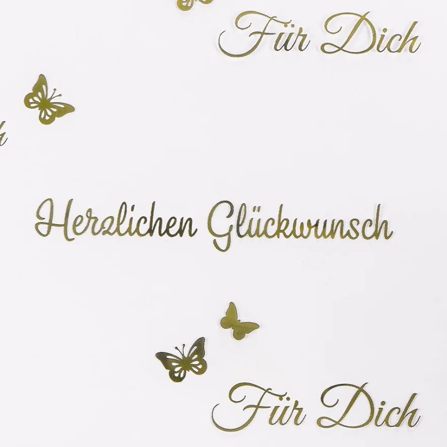 Blockbodenbeutel, Herzlichen Glückwunsch, 14cm x 9cm, 30cm hoch, mit Goldfoliendruck, 30 Stück