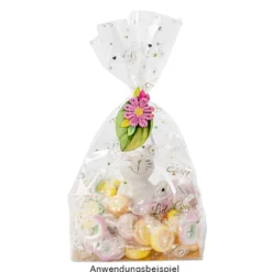 Blockbodenbeutel, Liebe Grüße, 14cm x 9cm, 30cm hoch, mit Goldfoliendruck, 30 Stück