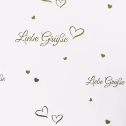 Blockbodenbeutel, Liebe Grüße, 12cm x 8cm, 25cm hoch, mit Goldfoliendruck, 30 Stück