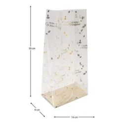 Blockbodenbeutel, Mit besten Wünschen, 14cm x 9cm, 30cm hoch, mit Goldfoliendruck, 30 Stück