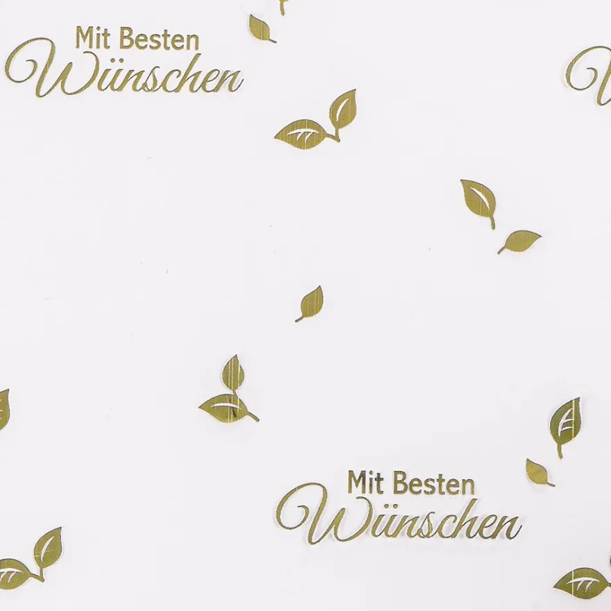 Blockbodenbeutel, Mit besten Wünschen, 14cm x 9cm, 30cm hoch, mit Goldfoliendruck, 30 Stück