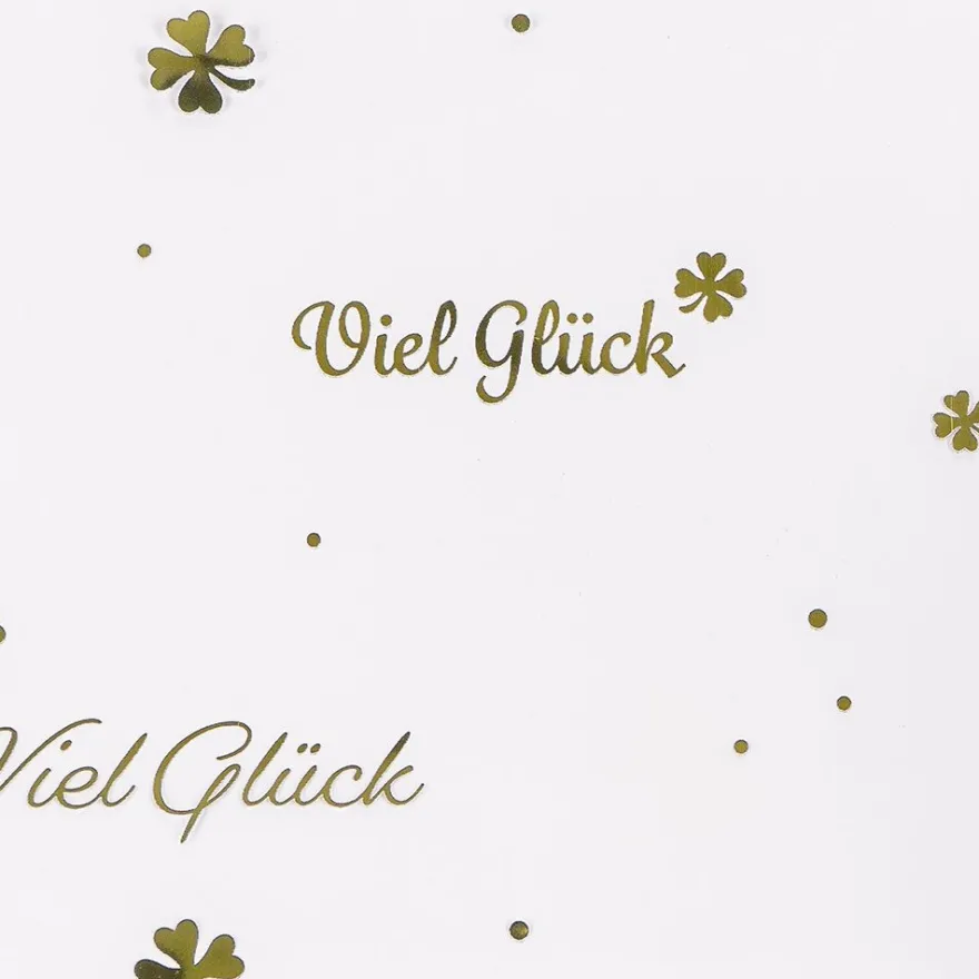 Blockbodenbeutel, Viel Glück, 12cm x 8cm, 25cm hoch, mit Goldfoliendruck, 30 Stück