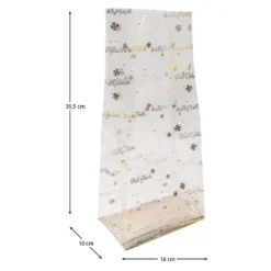 Blockbodenbeutel, Viel Glück, 16cm x 10cm, 35,5cm hoch, mit Goldfoliendruck, 30 Stück