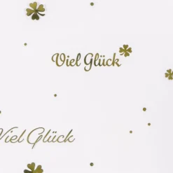 Blockbodenbeutel, Viel Glück, 16cm x 10cm, 35,5cm hoch, mit Goldfoliendruck, 30 Stück