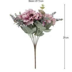 Blütenbusch, Anemone, 28cm lang, 5 mauve- & cremefarbene Blüten, je Ø 7,5cm