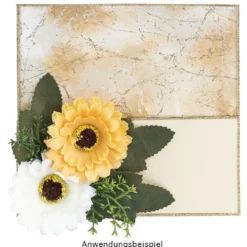Blütenbusch, Chrysanthemen 1, 32cm hoch, 6 große Blüten, Ø 6cm, weiß