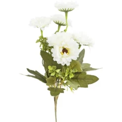 Blütenbusch, Chrysanthemen 1, 32cm hoch, 6 große Blüten, Ø 6cm, weiß