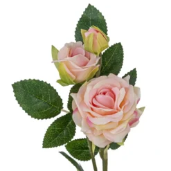 Blütenbusch, mit 3 Rosen, 38cm lang, 3 roséfarbene Blüten in versch. Größen