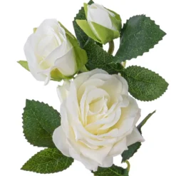 Blütenbusch, mit 3 Rosen, 38cm lang, 3 weiße Blüten in versch. Größen