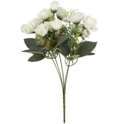 Blütenbusch, Rosen in Creme, 36cm lang, 15 Blüten, versch. Größen Ø 2,5cm bis Ø 4cm