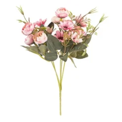 Blütenbusch, Rosen & Margeriten, 28cm hoch, 15 große Blüten Ø 2,5cm, Rosatöne