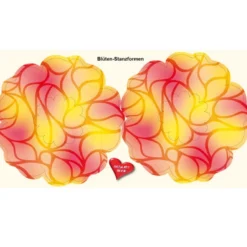 Blüten-Stanzbogen, 2 Blüten, Ø15cm, gelb/rot, 6er Set
