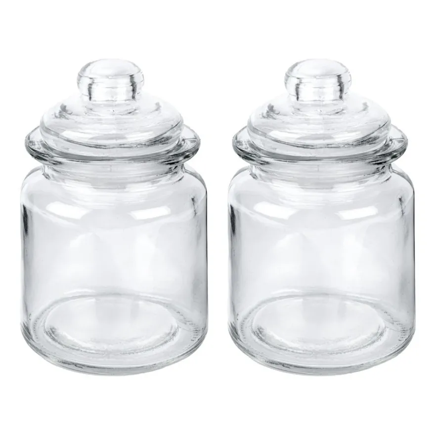 Bonbonieren, rund, mit Glasdeckel, Ø 8cm, 12,6cm hoch, Füllmenge: 280ml, 2 Stück