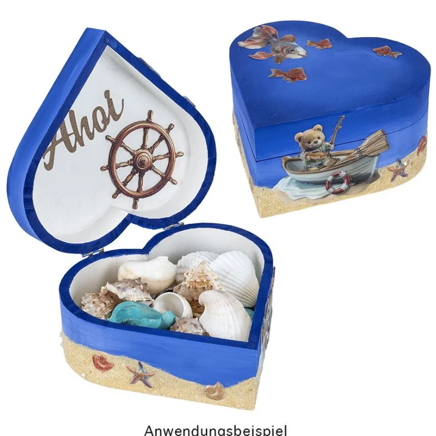Boxen, Holz, Herzen, verschiedene Größen, 3 Stück