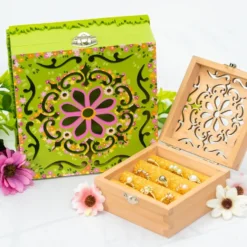 Boxen, Holz, quadratisch, mit Laser-Ornamentik, verschiedene Größen, 3 Stück