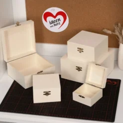 Boxen, Holz, quadratisch, verschiedene Größen, 5 Stück