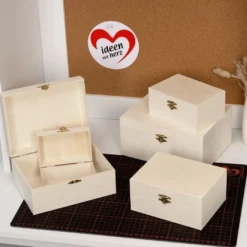 Boxen, Holz, rechteckig, verschiedene Größen, 5 Stück