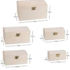 Boxen, Holz, Truhen, verschiedene Größen, 5 Stück