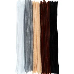 Chenille-Drähte, Edle Farbtöne, 30cm lang, Ø 6mm, 5 verschiedene Farben, 100 Stück
