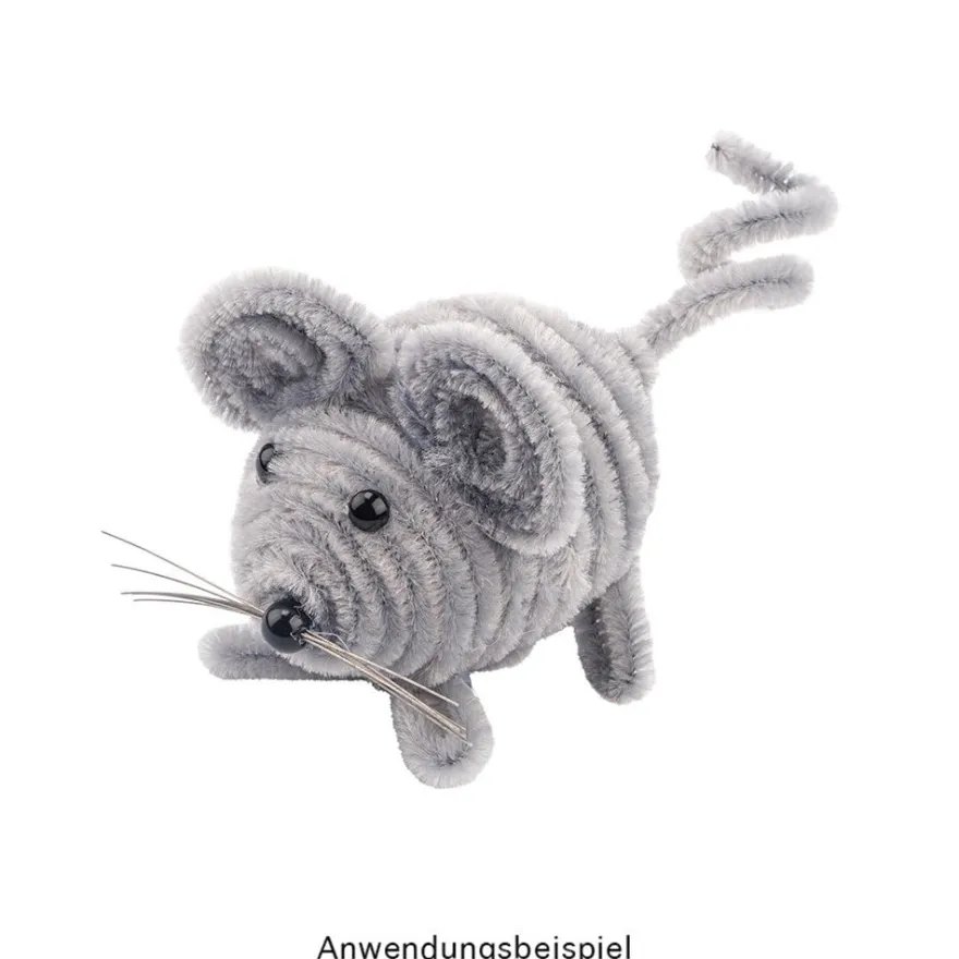 Chenille-Drähte, Edle Farbtöne, 30cm lang, Ø 6mm, 5 verschiedene Farben, 100 Stück