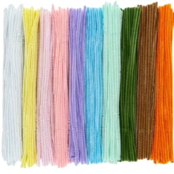 Chenille-Drähte, Farbsortierung 1, 30cm lang, Ø 6mm, 10 verschiedene Farben, 250 Stück