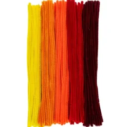 Chenille-Drähte, Gelb- & Rottöne, 30cm lang, Ø 6mm, 5 verschiedene Farben, 100 Stück