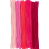 Chenille-Drähte, Rosa-/Pinktöne, 30cm lang, Ø 6mm, 5 verschiedene Farben, 100 Stück