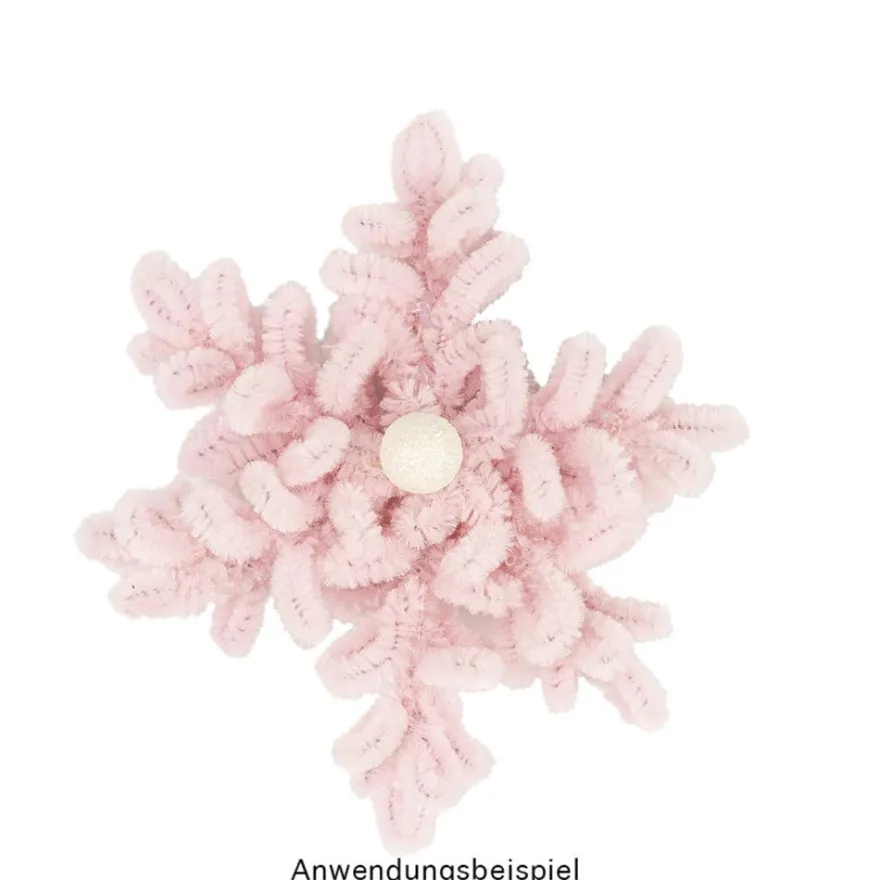 Chenille-Drähte, Rosa-/Pinktöne, 30cm lang, Ø 6mm, 5 verschiedene Farben, 100 Stück
