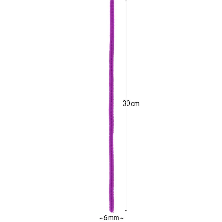 Chenille-Drähte, Violetttöne, 30cm lang, Ø 6mm, 5 verschiedene Farben, 100 Stück