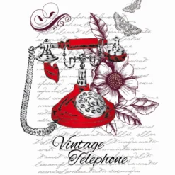 Color Bügeltransfer, DIN A4, filigran ohne Hintergund, Vintage, Telefon