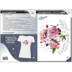 Color Bügeltransfer, Glitzer, DIN A4, Blumen & Früchte