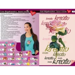 Color Bügeltransfers, DIN A4, Bastelspruch, Kreativ-Rose