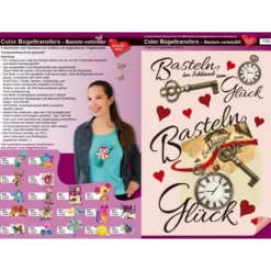 Color Bügeltransfers, DIN A4, Bastelspruch, Schlüssel/Uhr