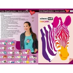 Color Bügeltransfers, DIN A4, Bastelspruch, Zebra