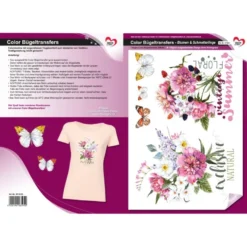 Color Bügeltransfers, DIN A4, Blumen & Schmetterlinge
