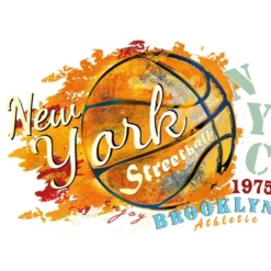 Color Bügeltransfers, DIN A4, filigran ohne Hintergund, Vintage Streetball