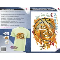 Color Bügeltransfers, DIN A4, filigran ohne Hintergund, Vintage Streetball