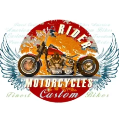 Color Bügeltransfers, DIN A4, filigran ohne Hintergund, Vintage Motorrad 1