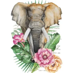 Color Bügeltransfers, DIN A4, filigran ohne Hintergund, Tropical Elefant