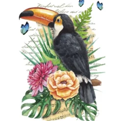 Color Bügeltransfers, DIN A4, filigran ohne Hintergund, Tropical Tukan